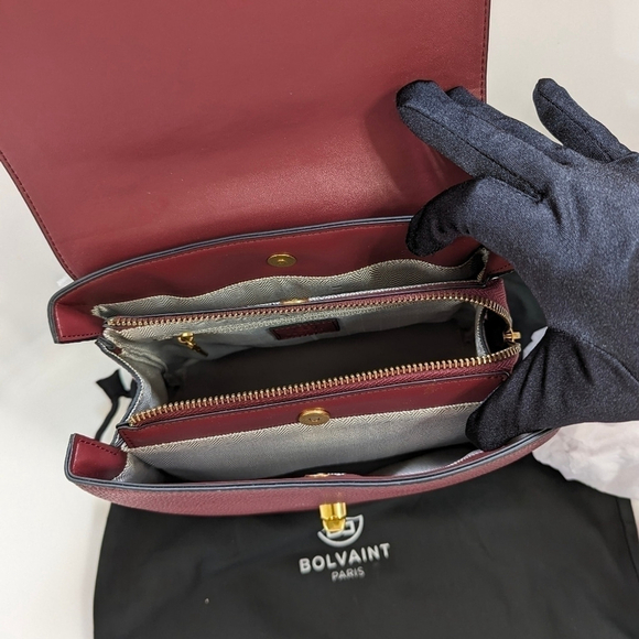 Bolvaint Geneviève Paris Backpack Purse Fine Leather Luxury Tote Bag Plum red - Picture 14 of 16